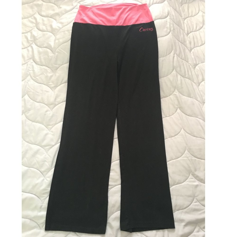 Curves Comfy Everyday Yoga Pants w/ Pink Waistband